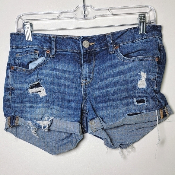 Aeropostle Midi Distressed Jean Shorts, Size 6 - Picture 1 of 4